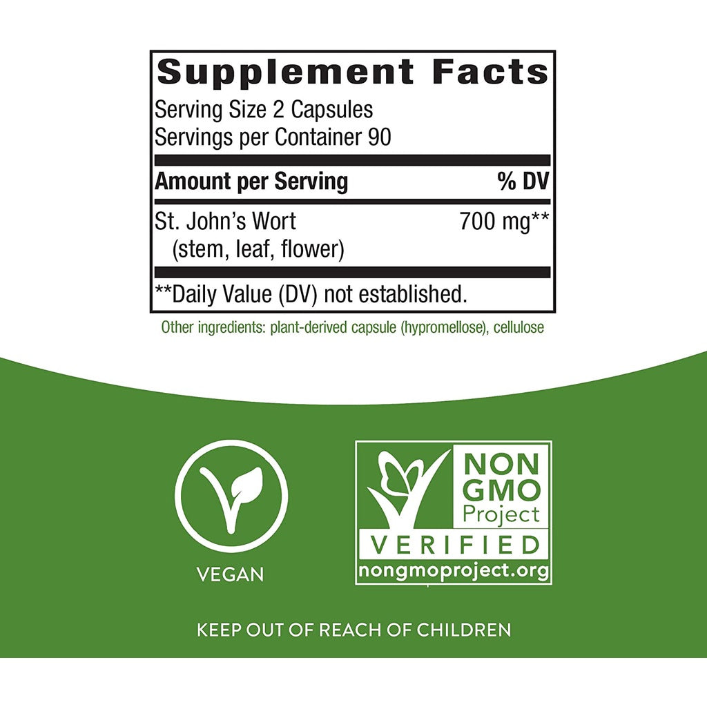 LowCostPh | Nature's Way, St. John's Wort Herb, 700 mg, 100| 180 Vegan Capsules (350 mg per Capsule)