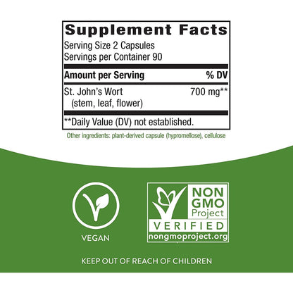 LowCostPh | Nature's Way, St. John's Wort Herb, 700 mg, 100| 180 Vegan Capsules (350 mg per Capsule)