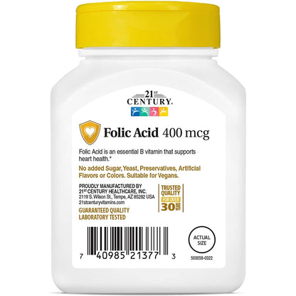 LowCostPh | 21st Century, NaturesPlus, Folic Acid, 400 mcg, 800 mcg, 250 | 180 Easy to Swallow Tabs
