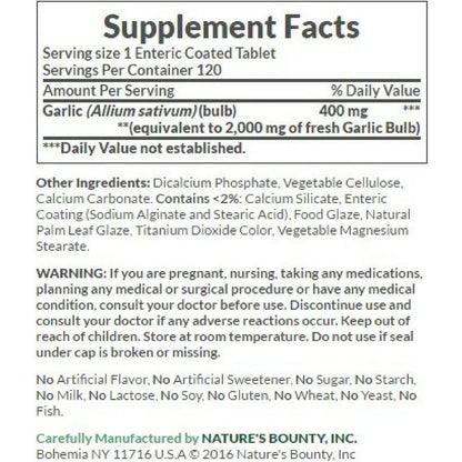 LowCostPh | Nature's Bounty, Garlic, 2,000 mg, Garlic Extract, 1,000 mg, 100 Rapid Release Softgels