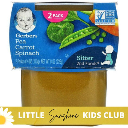Little Sunshine | Gerber Puree, 2nd Food Baby, 2 Pack, 4 oz (113 g) Each Puree