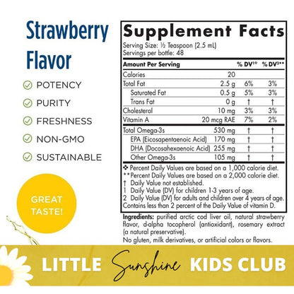 LittleSunshine | Nordic Naturals, Children's DHA, Ages 1-6, Strawberry, Vegetarian, Brain Support