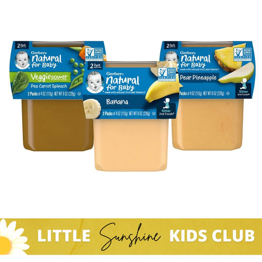 Little Sunshine | Gerber Puree, 2nd Food Baby, 2 Pack, 4 oz (113 g) Each Puree