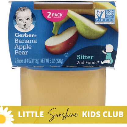 Little Sunshine | Gerber Puree, 2nd Food Baby, 2 Pack, 4 oz (113 g) Each Puree