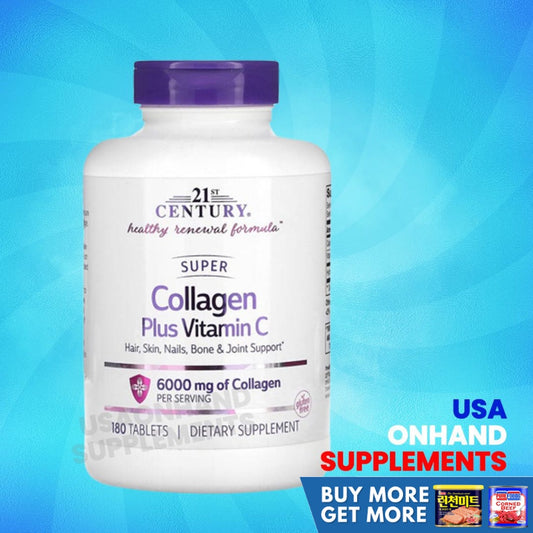 USA Onhand | 21st Century, Super Collagen Plus Vitamin C, 6,000 mg, Hair, Skin, Nails, Bone & Joint.